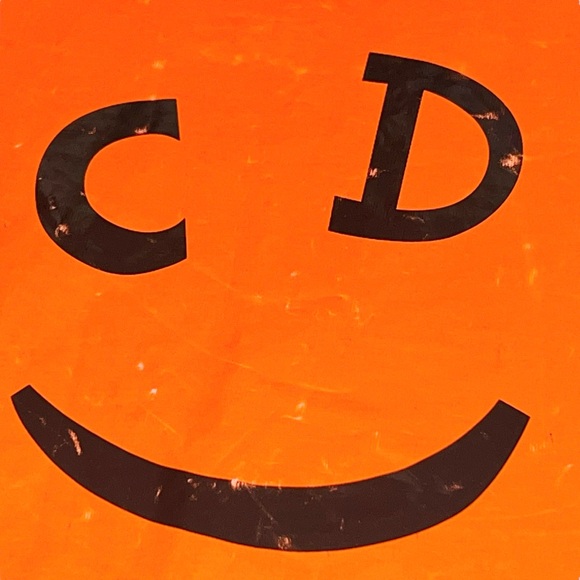 AUTH VTG Christian Dior Neon Orange Smiley Face CD Logo Graphic Tee Shirt Top - Picture 10 of 15